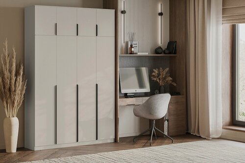 Изображение товара Шкаф распашной МебельЛэнд24 Марсель - 4 Кашемир с антресолью 240x50x310 бежевый для одежды четырехдверный