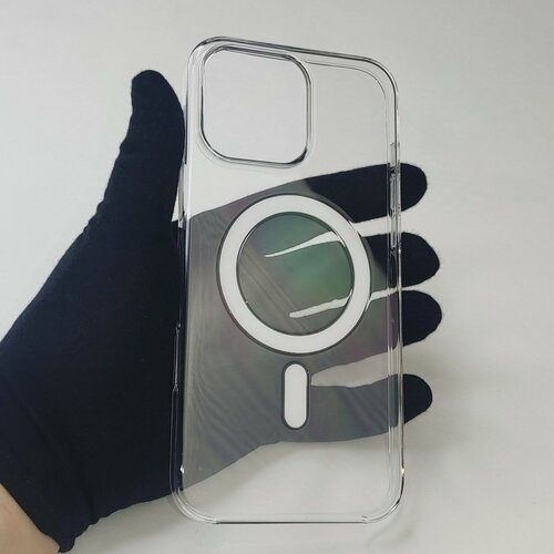 Противоударный прозрачный чехол MagSafe для iPhone 12 Pro Max/ Айфон 12 Про Макс, пластиковый бесцветный