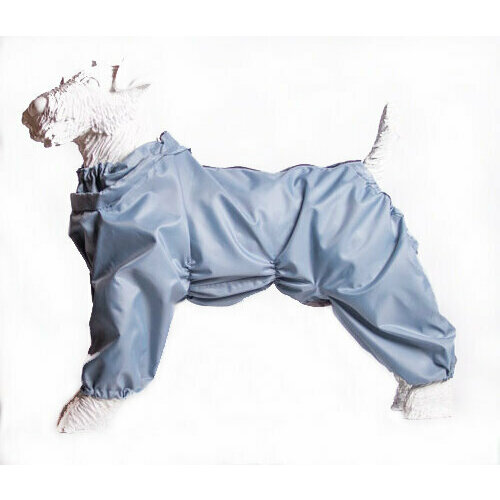 Теплый комбинезон для бассет-хаунда кобеля на флисе повышенной прочности цвет серо-голубой 3900₽