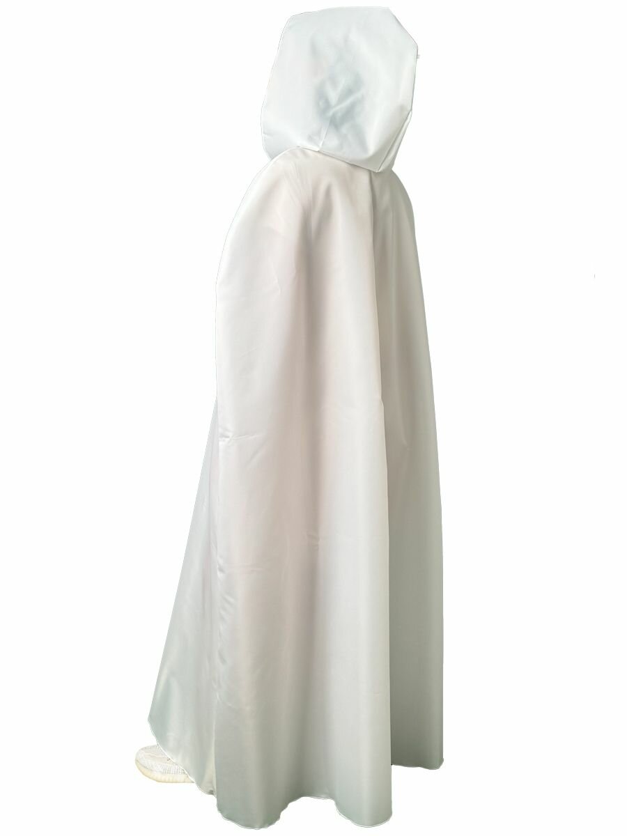 Карнавальный плащ-мантия с капюшоном белый (на рост 176-182) — фото 1