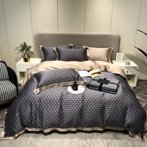 Комплект постельного белья Dreams Store Двухспальный Евро, Тенсель, наволочки 50x70, евро простыня