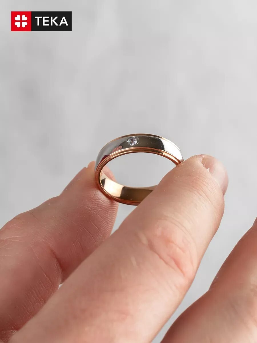 Кольцо TEKA, фианит, размер 22, золото — фото 1