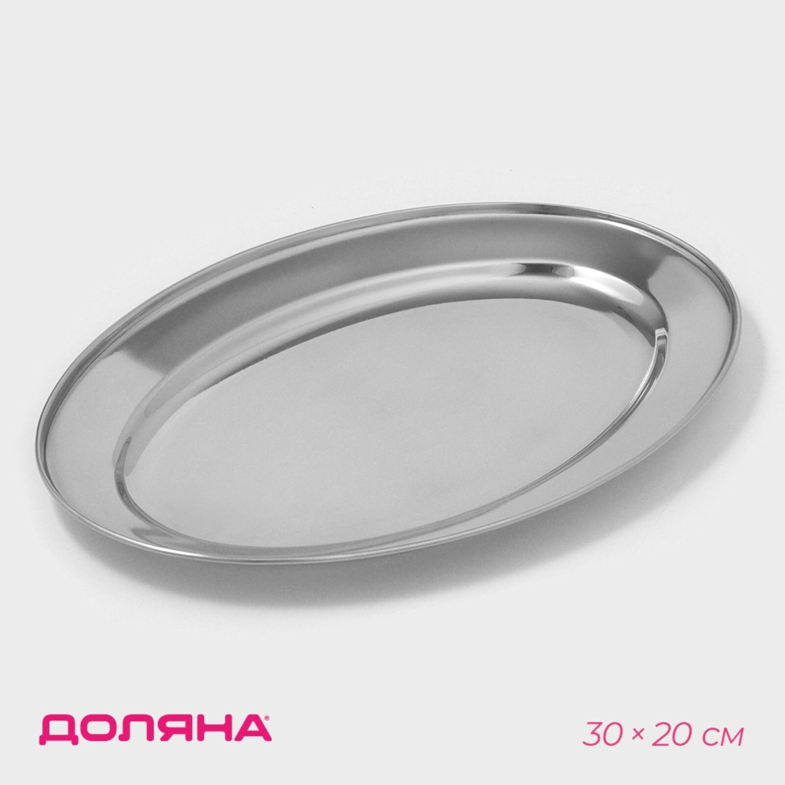 Поднос овальный из нержавеющей стали Доляна, 30 20 см, цвет серебряный