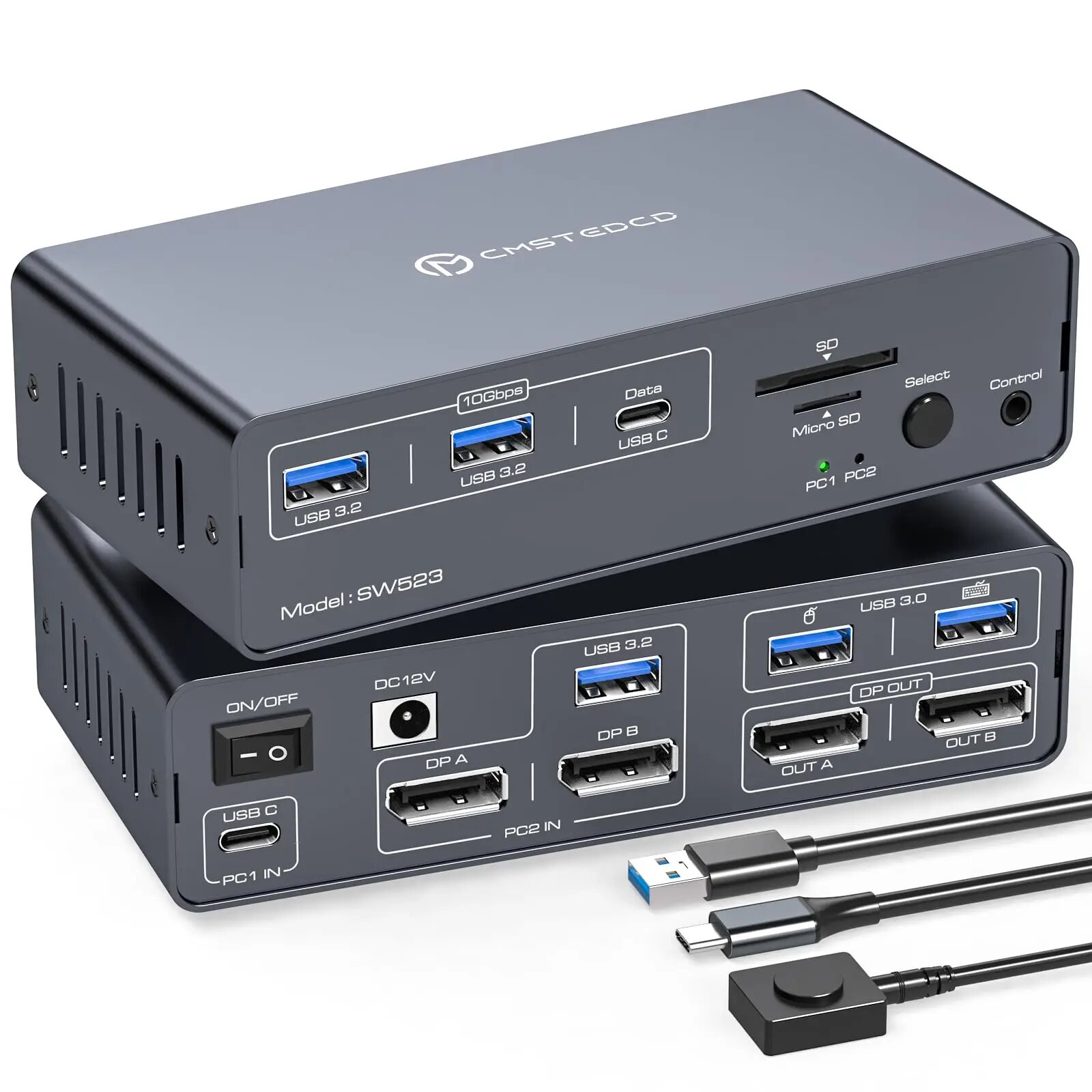 USB C DisplayPort KVM-переключатель 4K SW523 2DP