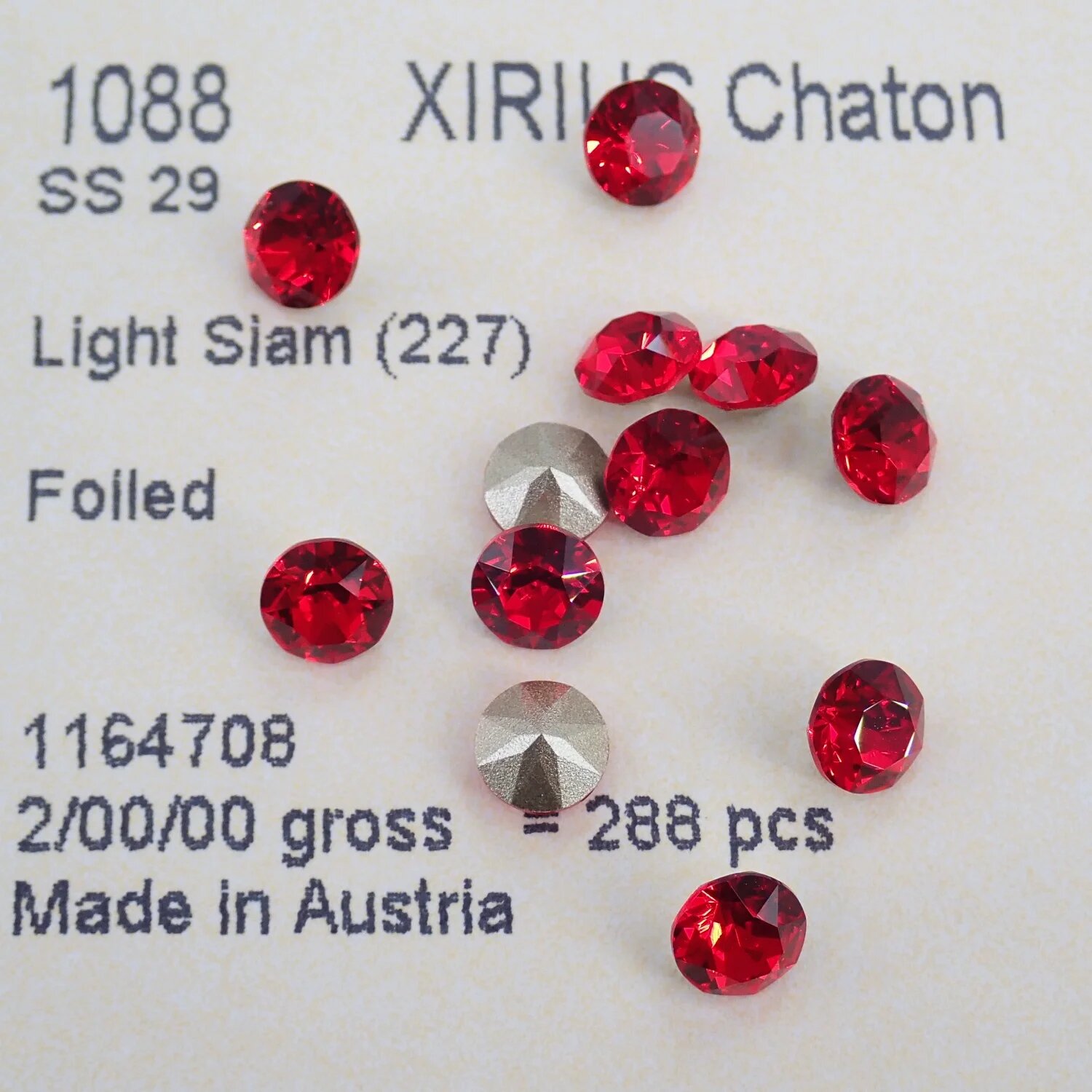 XIRIUS Chaton, красный, Light Siam (227), ss39-144pcs