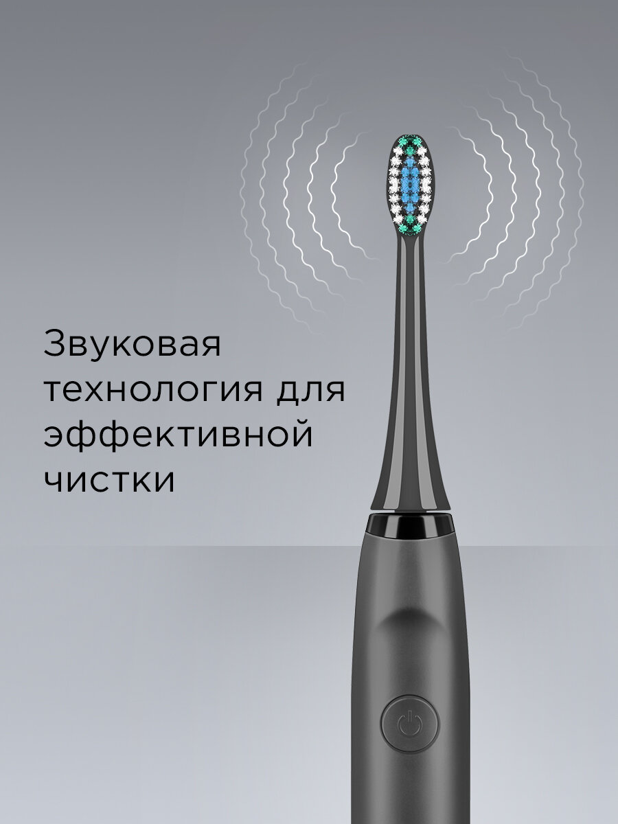 Изображение Электрическая зубная щетка РЕДМОНД TB4601 (серый), большой объем аккумулятора 800 мА*ч