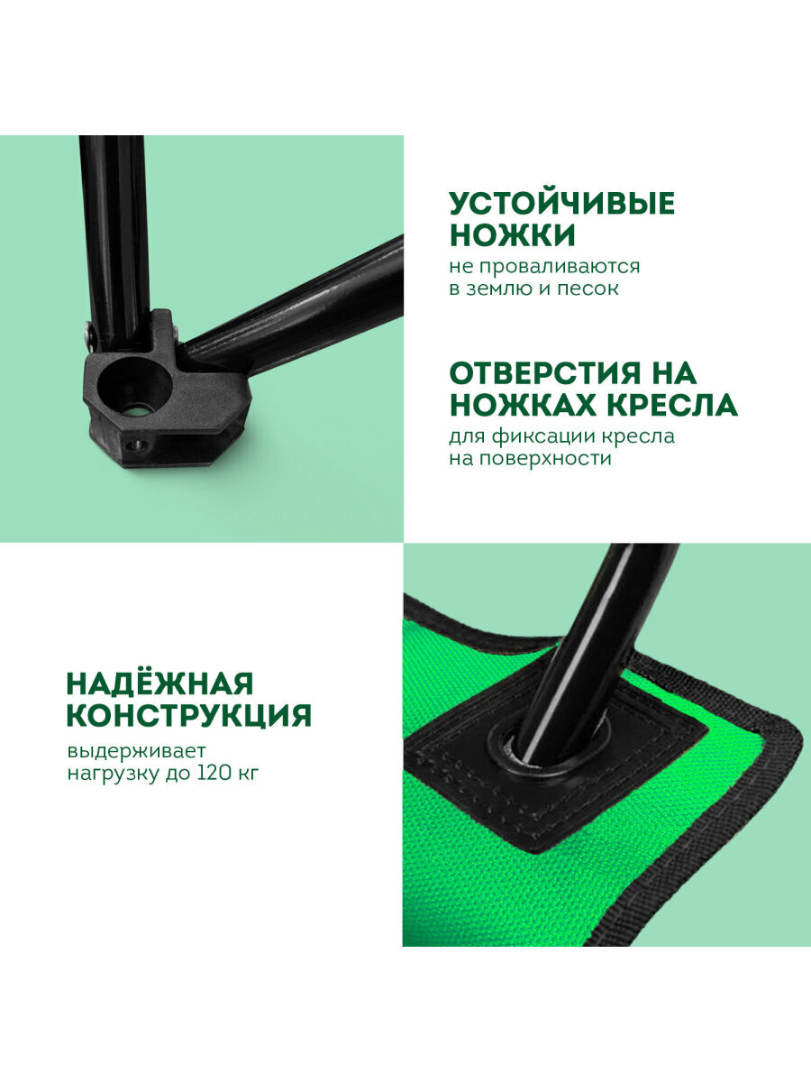 Кресло складное туристическое садовое с подстаканником в чехле, зеленое, Daswerk (Дасверк), 680048 — фото 1