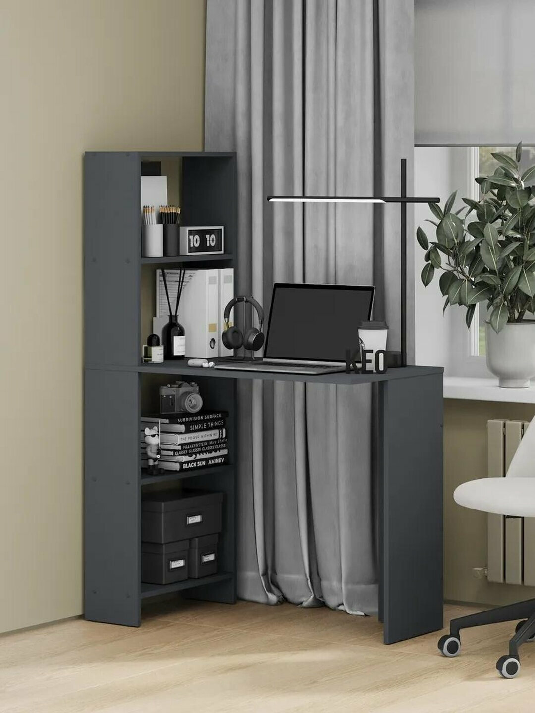 Письменный стол Martin CTK100, белый глянец, ЛДСП, 90x45x130 см — фото 1