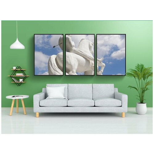 фото Набор модулных постеров для интерьера "статуя человека на коне, стрелка в спину, похищать белый" 60x90 см. в тубусе, без рамки lotsprints