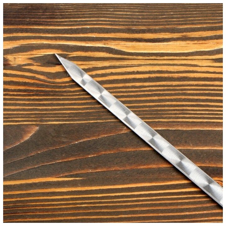 Шампур с деревянной ручкой, металл - 3 мм, ширина - 12 мм, рабочая длина - 50 см - фотография № 2