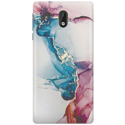 фото Re:pa накладка transparent для nokia 3 с принтом "сине-розовый мрамор"