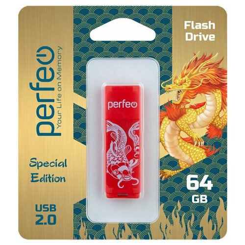 флэш диск usb perfeo 32gb c04 red koi fish pf c04rkf032 Флеш Perfeo USB 64GB C04 Red Koi Fish