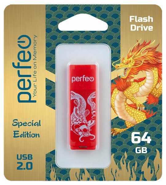 Флеш Perfeo USB 64GB C04 Red Koi Fish