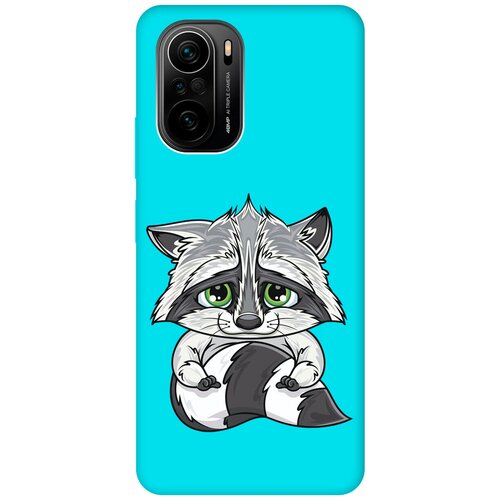 Матовый чехол Sad Raccoon для Xiaomi Poco F3 / Сяоми Поко Ф3 с 3D эффектом бирюзовый матовый чехол tennis для xiaomi poco f3 сяоми поко ф3 с эффектом блика черный