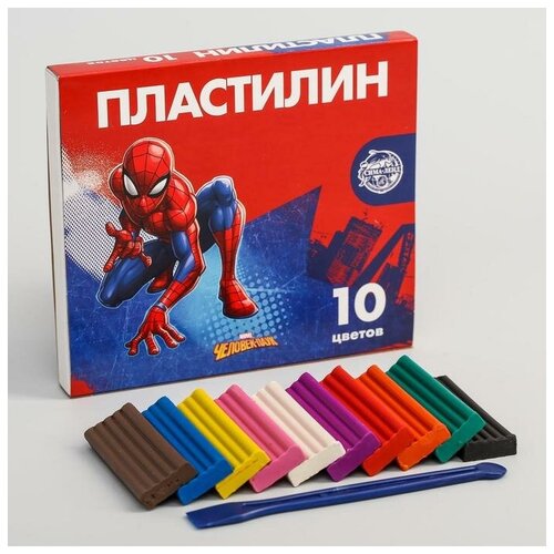 Пластилин 10 цветов 150 г Супергерой, Человек-паук пластилин marvel 10 цветов 150 г супергерой человек паук 5059060