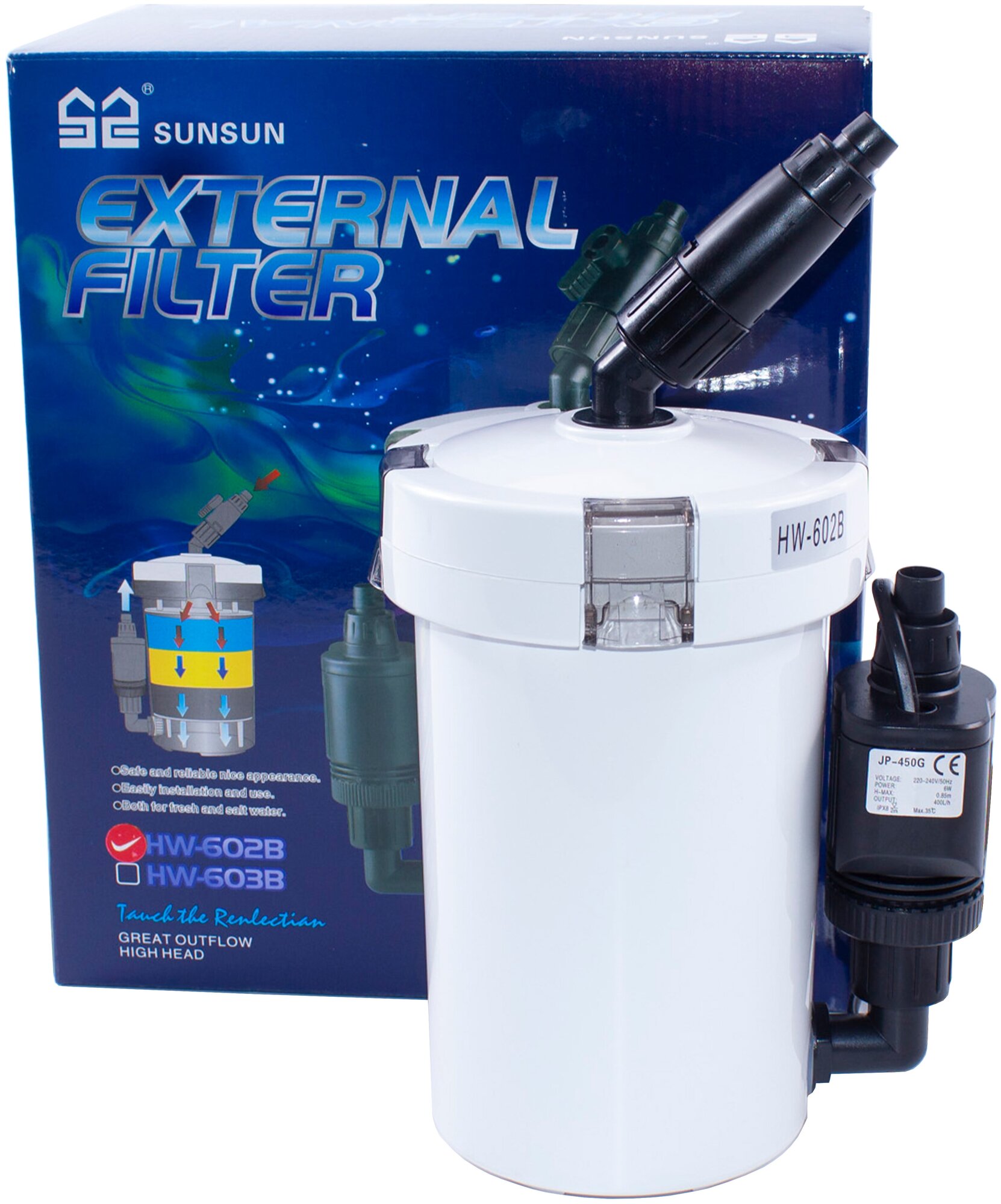 Фильтр внешний для аквариума Sunsun HW-602B (для акв. 25-100 л. 400 л/час.)