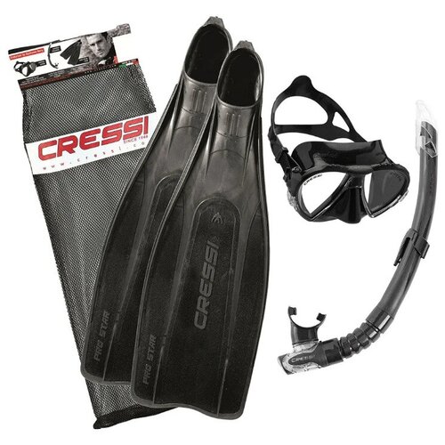 фото Набор для снорклинга cressi pro star bag, р-р 43-44, черный (ласты pro star + маска matrix + трубка gamma + сумка)