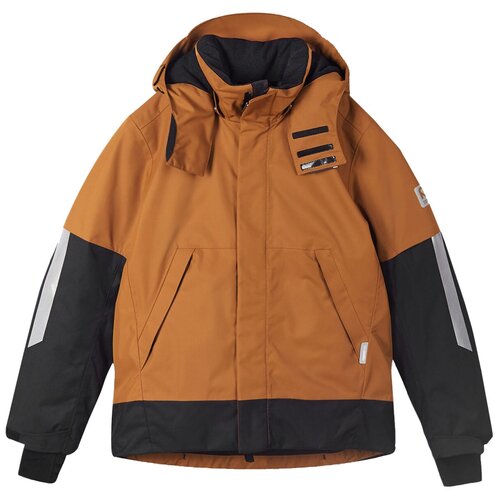 Куртка Reima детская, капюшон, карманы, съемный капюшон, светоотражающие элементы, утепленная, водонепроницаемая, размер 122, коричневый