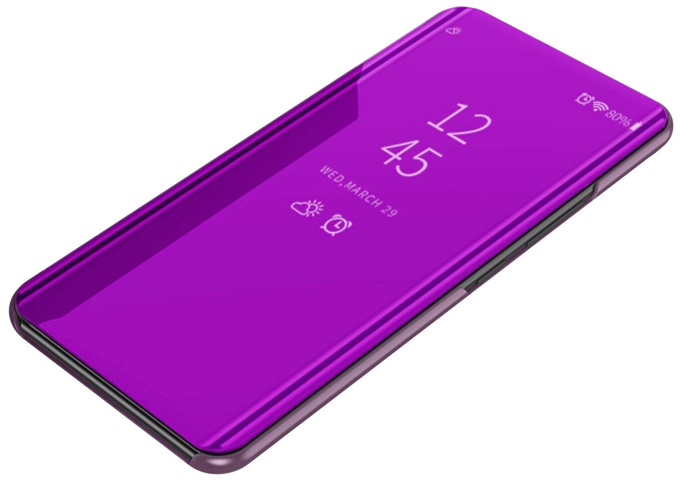 Чехол-книжка MyPads для Samsung Galaxy S10e SM-G970 с дизайном Clear View Cover с полупрозрачной пластиковой крышкой с зеркальной поверхностью фиолетовый