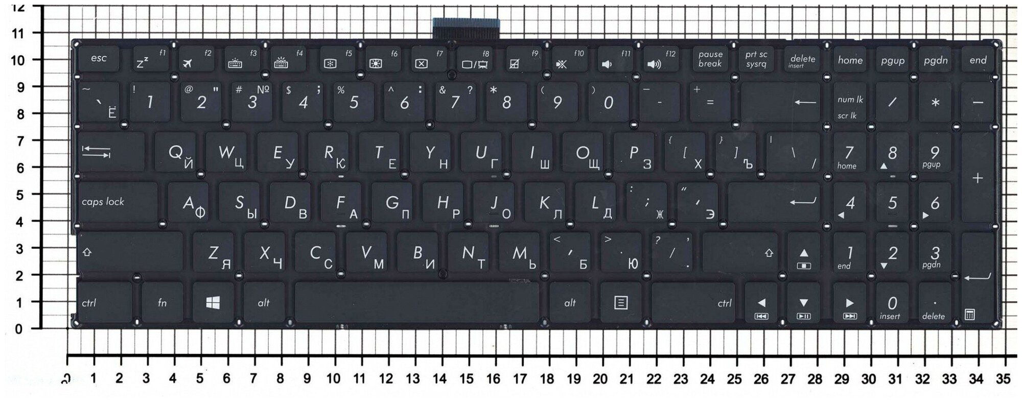 Клавиатура для ноутбука Asus K501UB черная с поддержкой подсветки