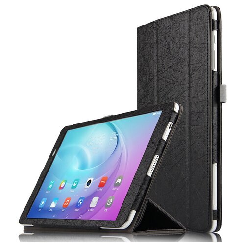 Чехол-книжка MyPads из качественной водоотталкивающей импортной кожи для Huawei MediaPad T3 10 LTE черный чехол обложка mypads для huawei honor pad v6 krj w09 il sottile тонкий умный кожаный на пластиковой основе с трансформацией в подставку розовый