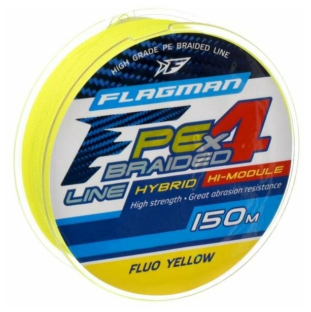 Шнур FLAGMAN PE Hybrid F4 150м Fluo Yellow 0,23мм 11,4кг 25lb