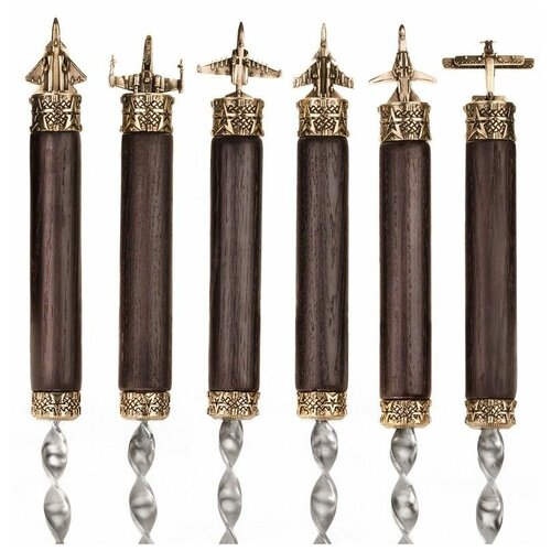 Коллекционный сувенирный набор шампуров (6шт.) с наконечником Самолёт