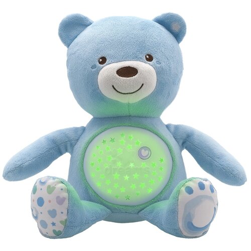 Игрушка-ночник Chicco Мишка, 30 см, голубой мягкая игрушка ночник dream baby bear игрушка музыкальная проектор мишка музыкальная игрушка ночник