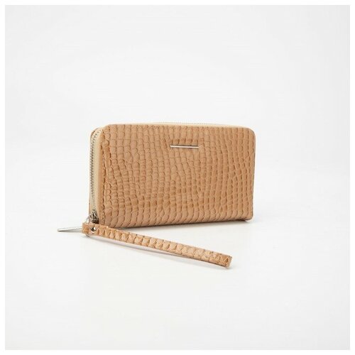 фото Кошелёк на молнии, с ручкой, цвет бежевый хорошее настроение