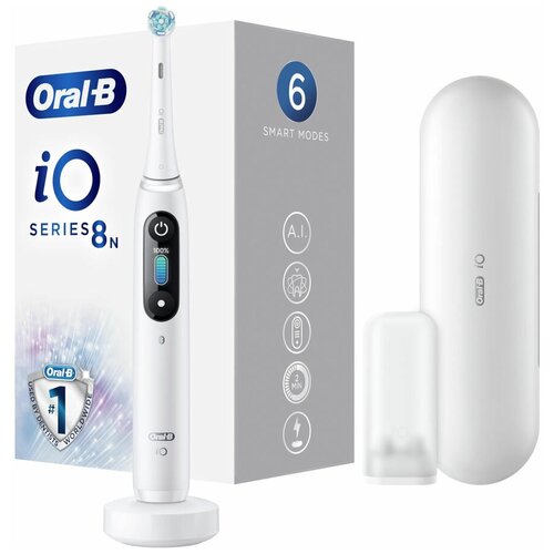 Oral-B iO 8 White Alabaster набор насадок oral b io ultimate clean для ирригатора и электрической щетки белый 2 шт