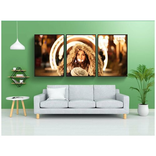 фото Набор модулных постеров для интерьера "праздничный день, рождество, огни" 60x90 см. в тубусе, без рамки lotsprints