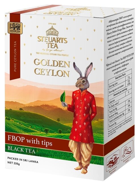 Чай черный листовой STEUARTS Black Tea Golden Ceylon FBOP WITH TIPS 100 г - фотография № 1