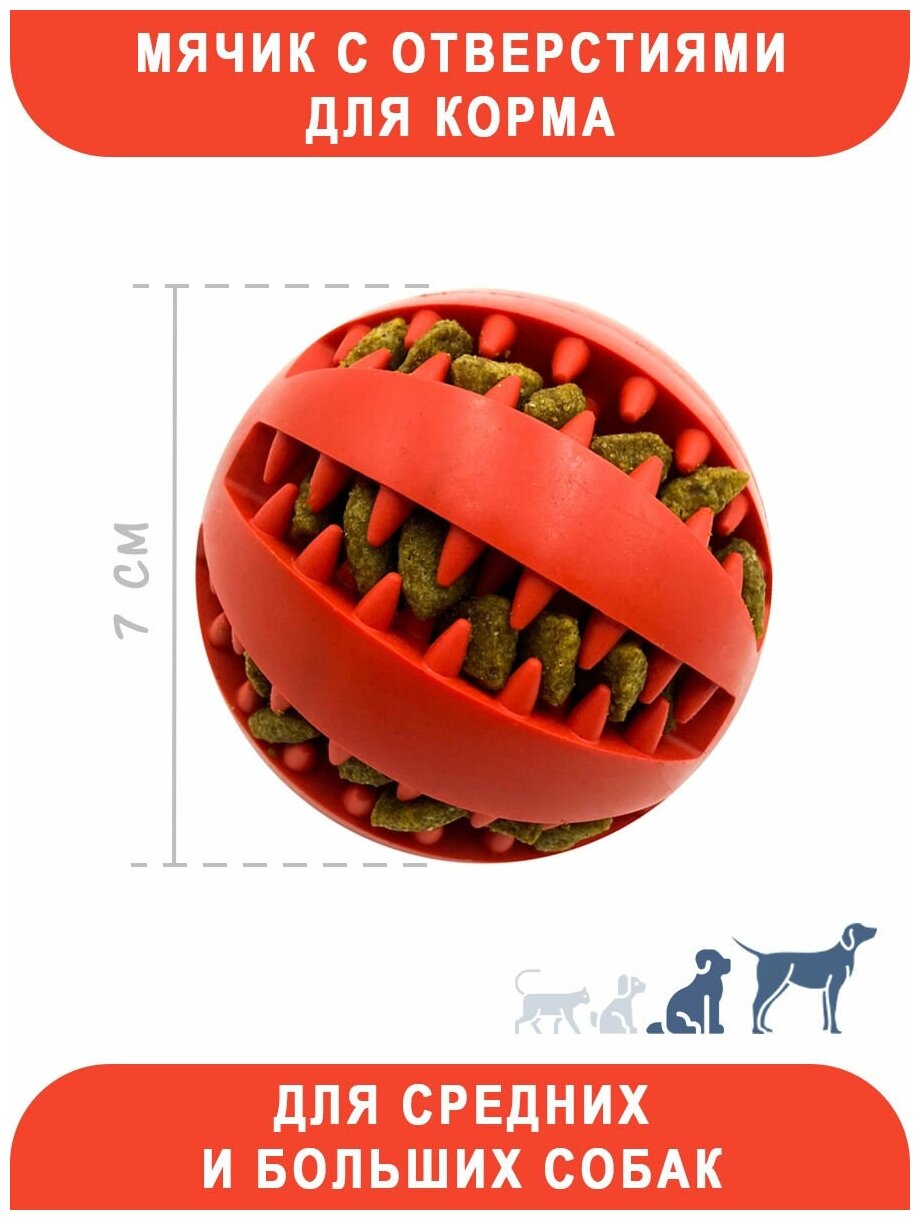 Bofos / Игрушка для собак / Мячик с отверстиями для собак 7см - фотография № 4