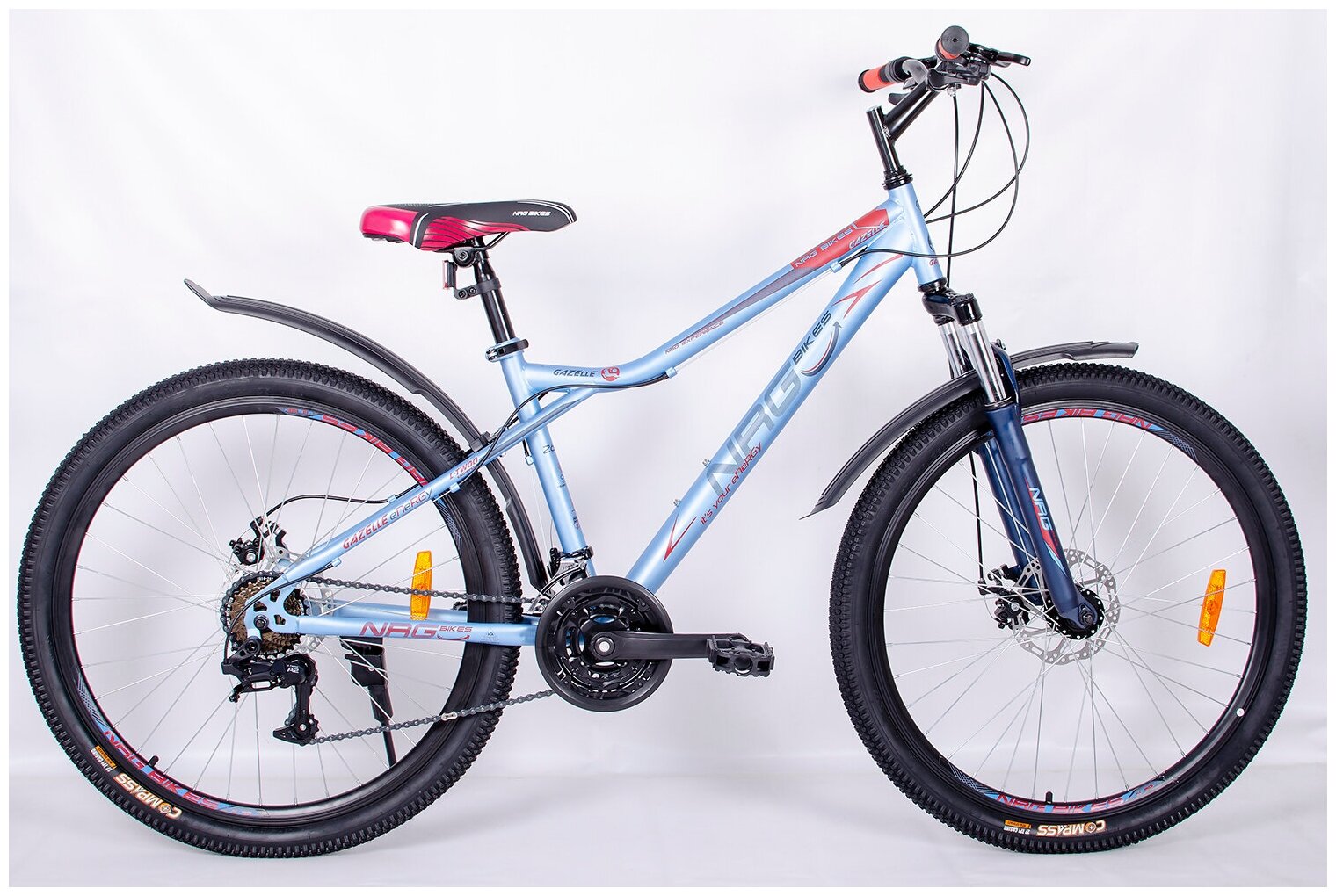 Горный Велосипед NRG Bikes GAZELLE 26''/16'' lightblue-darkblue-red, 21 скорость, 2022 год