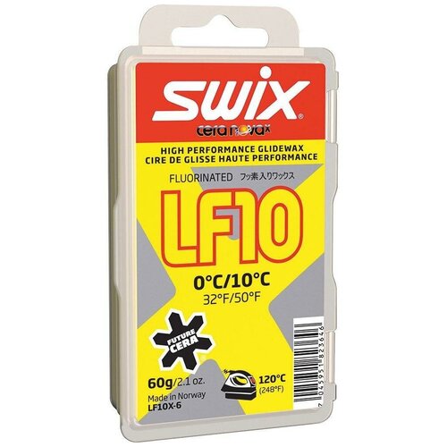 Низкофторовый парафин SWIX LF10X Yellow, +10°… 0°С, 60 г