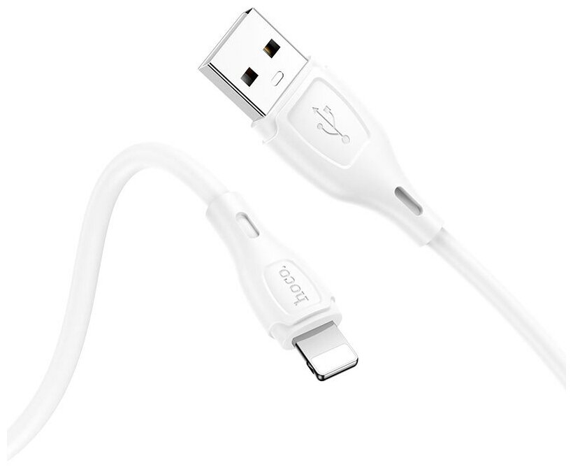 Кабель USB HOCO X61 Ultimate silicone, USB - Lightning, 2.4А, 1м, белый