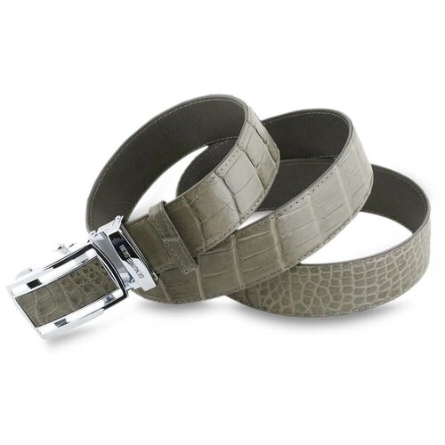фото Оригинальный ремень из гладкой кожи с брюха крокодила taupe green exotic leather