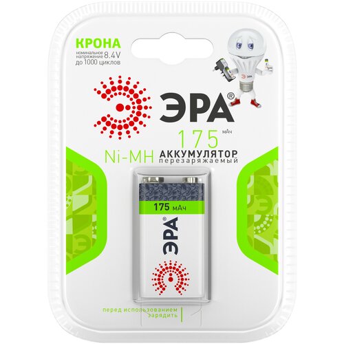 Аккумулятор ЭРА 9V-1BL 175mAh, 1шт