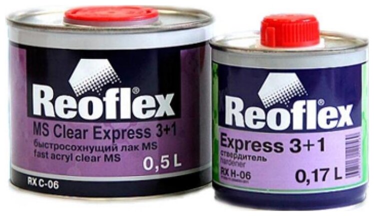 Быстросохнущий лак Reoflex RX C-06 MS 3+1 Clear Express 0,5 л. с отвердителем 0,17 л.