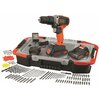 Black+Decker / Дрель-шуруповерт ударная BCD003BAST-QW, 40Нм, 18В, 2х1.5Ач, з/у, оснастка 160 шт органайзер - изображение