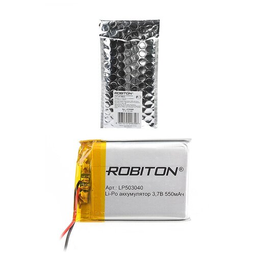 фото Литий-полимерный аккумулятор 3.7v, 550 mah с размерами 40 x 29 x 5 мм. robiton