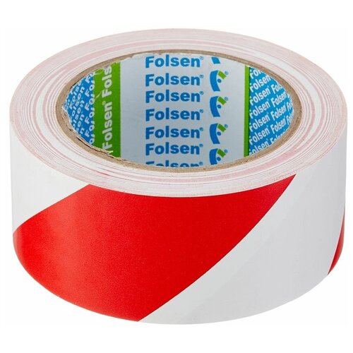 Клейкая сигнальная лента Folsen 50мм x 33м, красно-белая, PVC