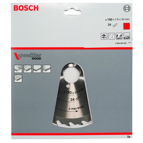 фото Пильный диск bosch 190x30 24 speedline 2608640801
