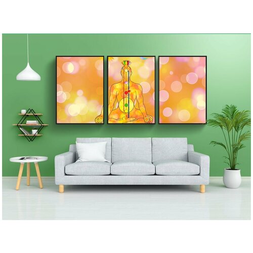 фото Набор модулных постеров для интерьера "чакра, энергетические центры, тело" 60x90 см. в тубусе, без рамки lotsprints