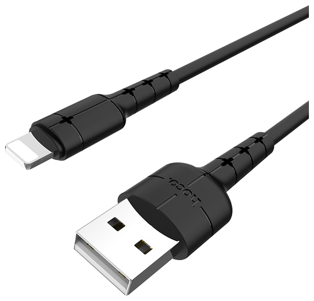 Дата-кабель Hoco RA5 USB - 8 - pin 2.4A, световой индикатор заряда, черный