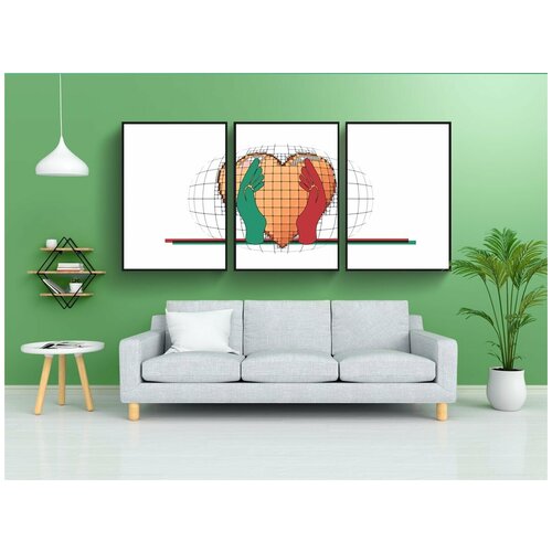 фото Набор модулных постеров для интерьера "руки, защищать, защита" 60x90 см. в тубусе, без рамки lotsprints