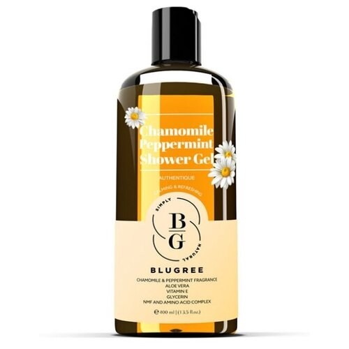 Успокаивающий и освежающий гель для душа с ромашкой и мятой, Blugree, 400 мл