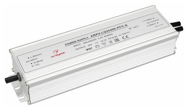 Блок питания ARPV-LG24400-PFC-A (24V, 16.7A, 400W) (Arlight, IP67 Металл, 5 лет) 026810(1)