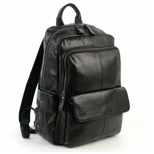 фото Кожаный дорожный рюкзак 5858 блек fuzi house