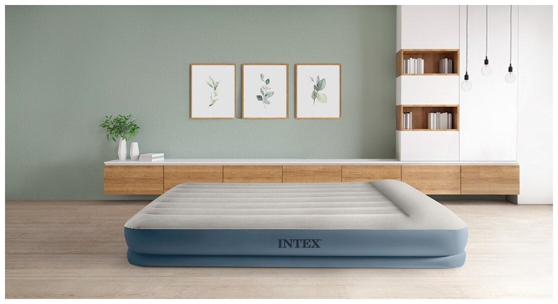 Кровать надувная Intex Pillow Rest со встроенном насосом 64116NP